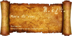 Marx Áron névjegykártya